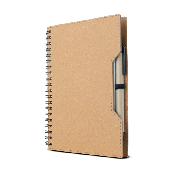 Caderno personalizado com capa em papelão reciclado e caneta Caderno personalizado com capa em papelão reciclado e caneta
